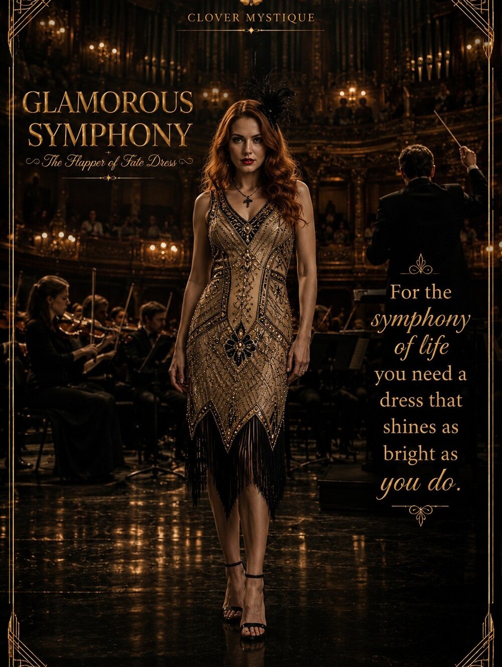 Flapper Of Fate Gold Art Deco Beaded Fringe Flapper Dress